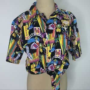 Vintage Y2K Vegas Casino button shirt